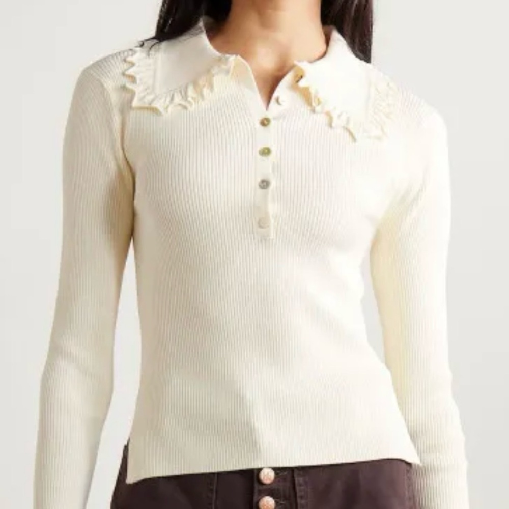 ULLA JOHNSON Cream Ribbed Knit Sweater NWT